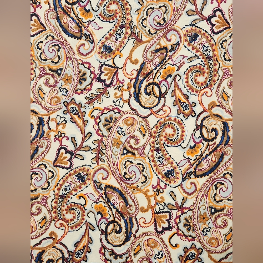 Lands' End Women's Cotton Short Sleeve V Neck T-Shirt Paisley Print Size L 14-16 - Picture 4 of 5